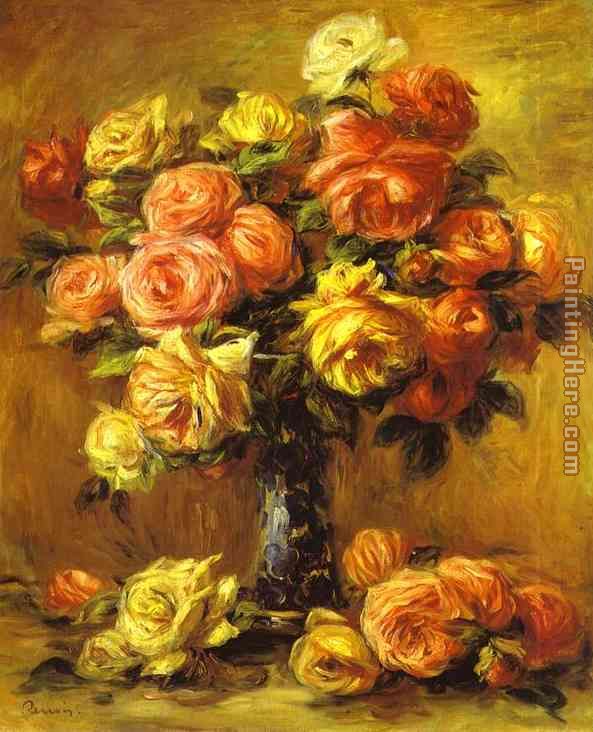 Roses in a Vase painting - Pierre Auguste Renoir Roses in a Vase art painting